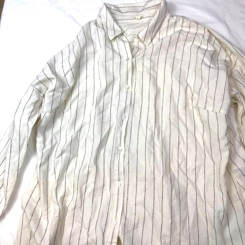 Eilen Fisher Women's Long Sleeve Buttoned  Shirt Sz 1X/2X White RN # 78121 A0512